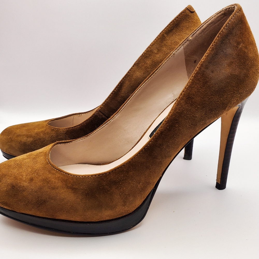 Nine West Brown Suede Platform Pumps (Size 6.5)